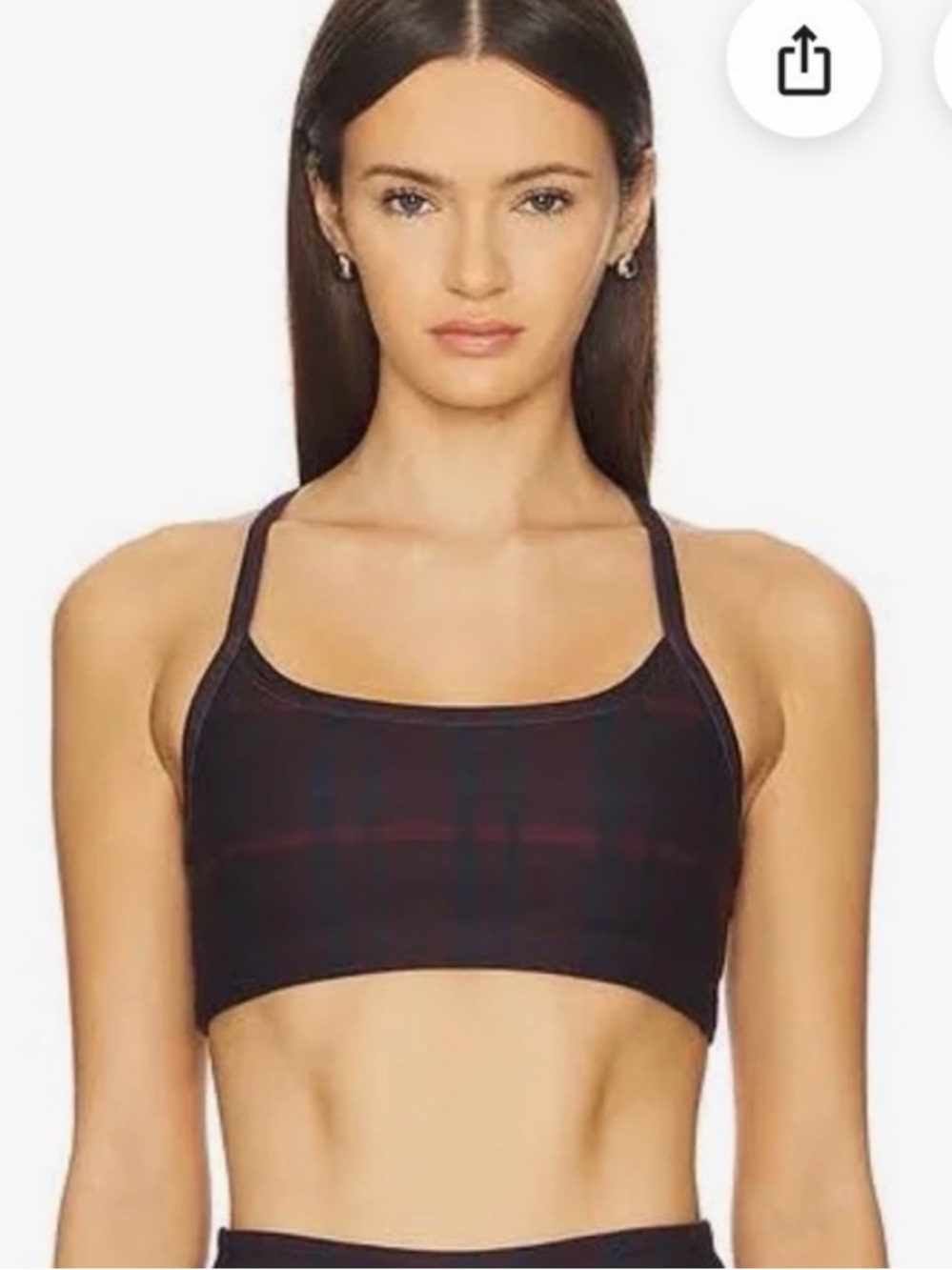 Beyond Yoga SoftMark Slim Racerback Bra Dark Cherry Preppy Plaid M